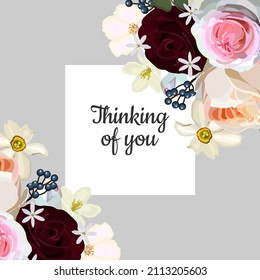 Thinking of you- card. Vector stock illustration eps10.

