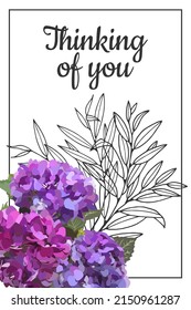 Thinking of you - card. Vector stock illustration eps10.