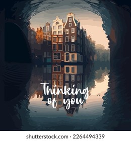 Thinking of you - card. Vector stock illustration eps10.