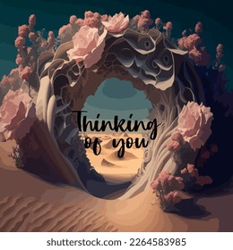 Thinking of you - card. Vector stock illustration eps10.