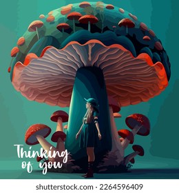 Thinking of you - card. Vector stock illustration eps10.