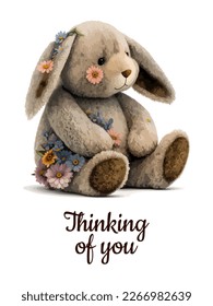 Thinking of you - card. Vector stock illustration eps10. 