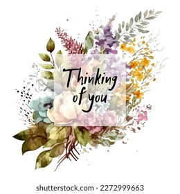 Thinking of you - card. Vector stock illustration eps10.