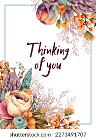 Thinking of you - card. Vector stock illustration eps10.