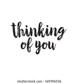 Thinking You Handwritten Lettering Stock Vector (Royalty Free ...