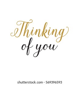 Thinking You Lettering Black Gold Colors Stock Vector (Royalty Free ...