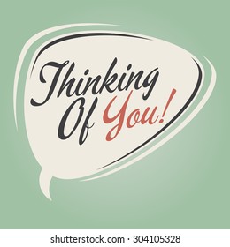 thinking of you retro speech balloon