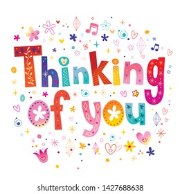 Thinking Of You Unique Lettering Card