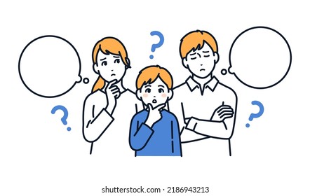 Thinking young family vector illustration material