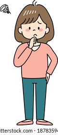 Thinking young woman with brown hair