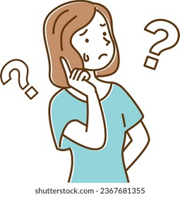 Thinking young woman and question mark