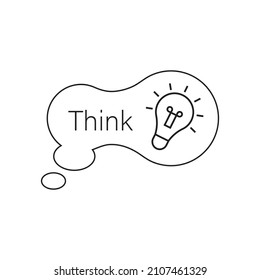 Thinks speech bubble with light bulb icon design isolated on white background