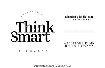 Thinksmart typography beauty fashion elegant minimalist serif italic fonts decorative wedding vintage retro logos. Minimal luxury font alphabet logo. Vector illustration