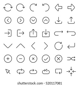 iconos de flecha en línea definidos en fondo blanco