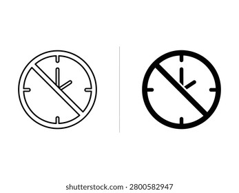 A thinline and a boldline icon depict a clock face with a diagonal line across it