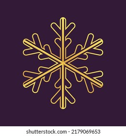 Leuchtende goldene Schneeflocke-Ikone. Schneeflocken-Schablonenschablone