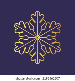 Icono de copo de nieve dorado delgado. Plano del esténcil de la nieve del aceite