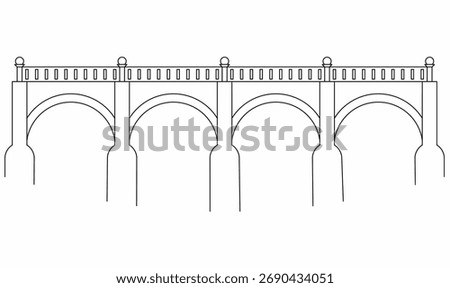 thin,line outline blank viaduct bridge. isolated white background.