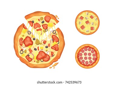Thinly sliced pepperoni is a popular pizza. Italian cook and pizzas delivery.