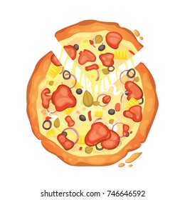 Thinly sliced pepperoni is a popular pizza. Italian cook and pizzas delivery.