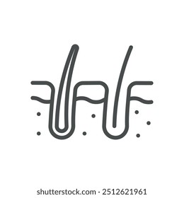 Thinning Hair Icon. Detailed Outline Illustration of Hair Follicles, Representing Hair Loss and Scalp Health. Isolated Vector Sign.