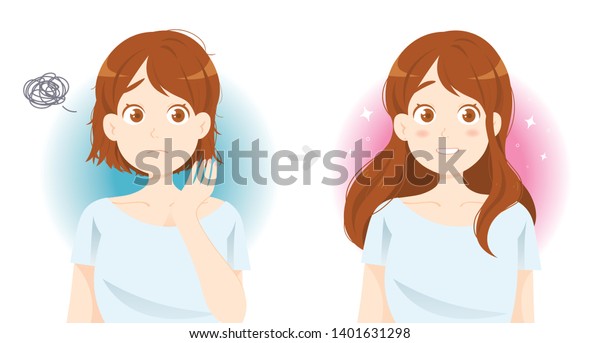 Thinning Hair Treatment Before After Vector Stock Vector Royalty