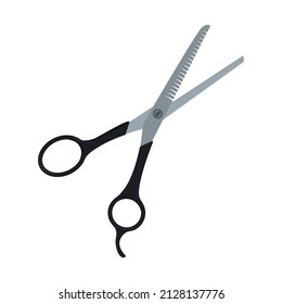 Thinning scissors for cutting hair isolated flat illustration