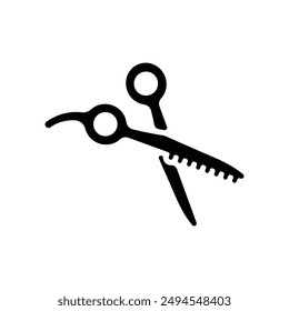 Thinning scissors icon. Flat silhouette version.