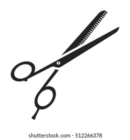 Thinning shears icon in black style isolated on white background. Hairdressery symbol stock vector illustration.