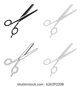 Thinning shears icon in cartoon style isolated on white background. Hairdressery symbol stock vector illustration.