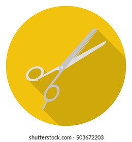 Thinning shears icon in flat style isolated on white background. Hairdressery symbol stock vector illustration.