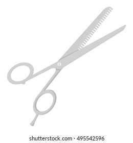Thinning shears icon in monochrome style isolated on white background. Hairdressery symbol stock vector illustration.