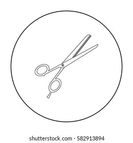 Thinning shears icon in outline style isolated on white background. Hairdressery symbol stock vector illustration.