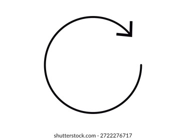 Icono de flecha circular de trazo delgado en negro que indica el Actualizar o los procesos de reciclaje