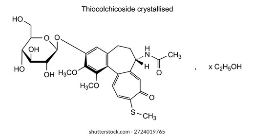 Tiocolchicósido cristalizado a partir de etanol, estructura química de tiocolchicósido cristalizado a partir de etanol, sustancia farmacéutica