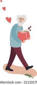 Third age. Romantic relationship. Valentine's Day. Flat vector illustration