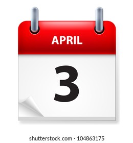 Third in April Calendar icon on white background