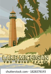 The third coast on vector illustration. Lake Michigan