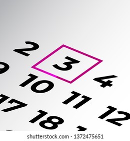 third day of the calendar vector, isometric calendar 