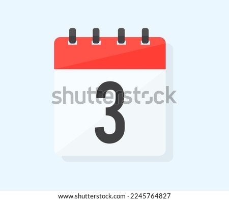 The third day of the month with date 3, day three logo design. Calendar icon flat day 3. Reminder symbol. Event schedule date. Schedule planning. Meeting appointment time vector design.