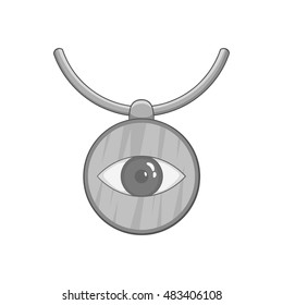 Third eye amulet icon in black monochrome style isolated on white background. Guardian symbol vector illustration