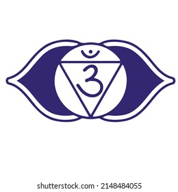 The third eye chakra - Ajna, color indigo, isolated on white background. Is believed to control your intellect, intuition, wisdom, and spiritual power.