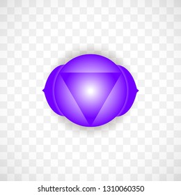 Third Eye chakra Ajna in Indigo color isolated on transparent background. Isoteric flat icon. Geometric pattern.