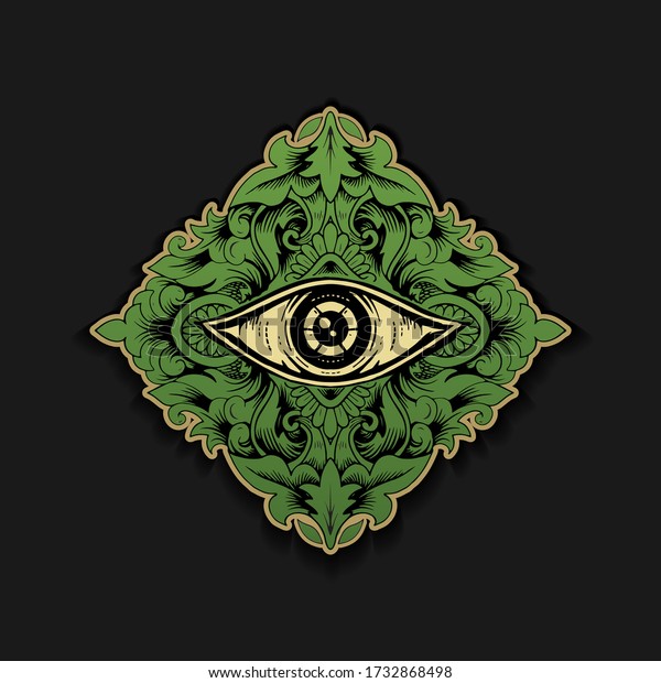 Third Eye One Eye Symbol Engraving Stock Vector (Royalty Free) 1732868498