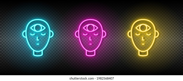Third eye symbol neon vector icon.