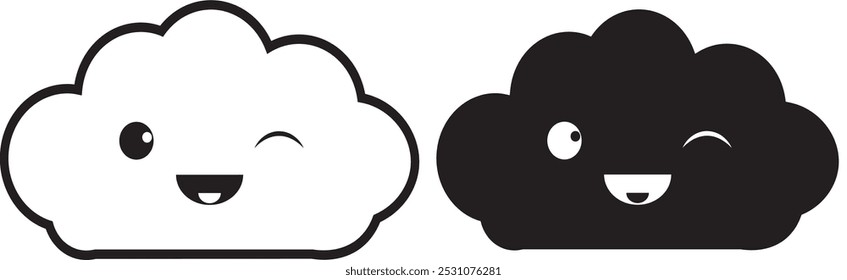 The third flirty cloud icon with a minimalist appearance in black and white and black, suitable for your product display.