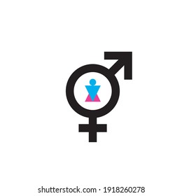 Third gender icon. Transgender unisex vector symbol, female, male and neutral gender sign, venus and mars pictogram, gender vector illustration