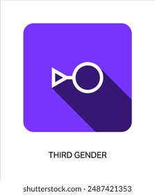 Third Gender Identity Symbol Icon Sign with Colorful and Minimal Long Shadow. LGBT pride card template concept for social media carousel.