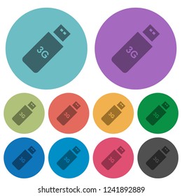 Third generation mobile stick darker flat icons on color round background
