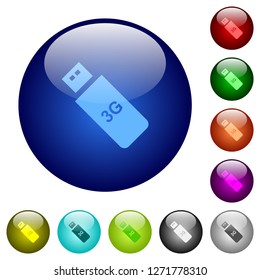 Third generation mobile stick icons on round color glass buttons